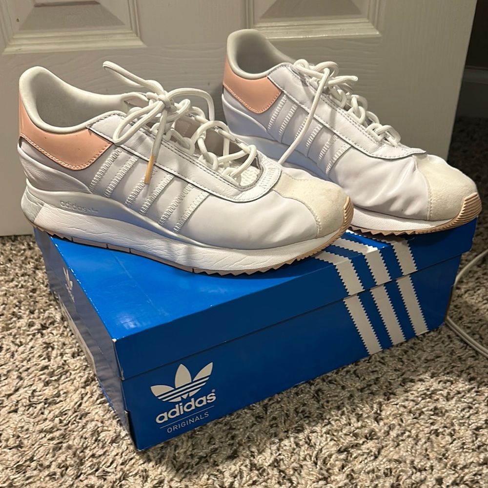 Adidas Women's White and Pink Sneakers